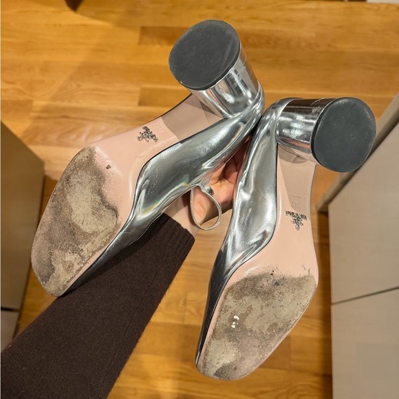 Prada 💌 Silver Mary Janes - Picture 4 of 9